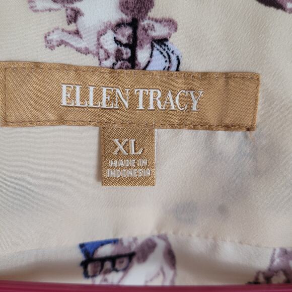 Ellen Tracy Cool dog print button up shirt Size XL Novelty Quirky Retro - Picture 3 of 7